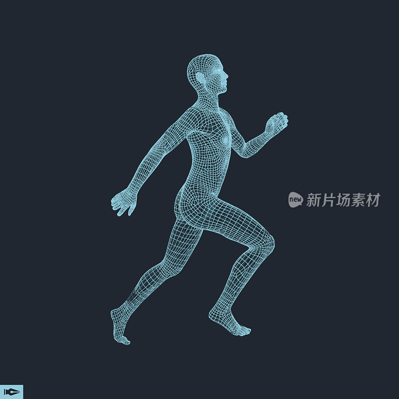 3 d跑步者。为体育，商业，科学和技术设计。矢量插图。